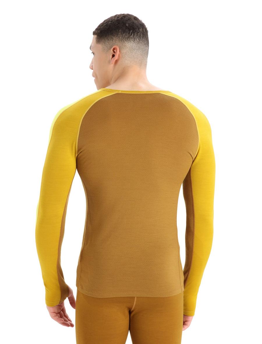 Silent Gold / Clove Men's Icebreaker 200 ZoneKnit™ Merino Long Sleeve Crewe Base Layers | USA 1326HAPK